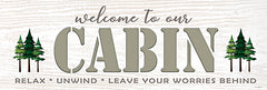 STAR214 - Welcome to Our Cabin Sign - Pine Trees - 36x12