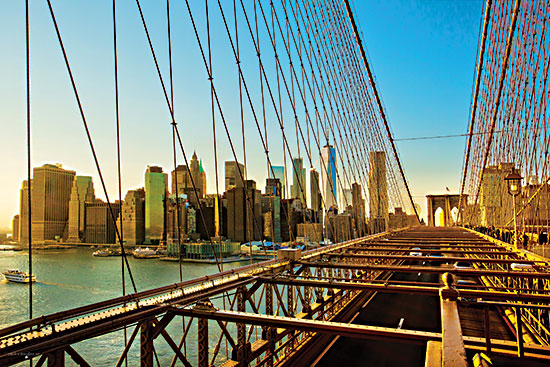 Catch a Star Fine Art STAR238 - STAR238 - Brooklyn Bridge at Sunset - 18x12 brooklyn bridge, manhattan skyline, sunset, cityscape, architecture, cables, golden hour, urban photography, iconic structure, new york city from Penny Lane