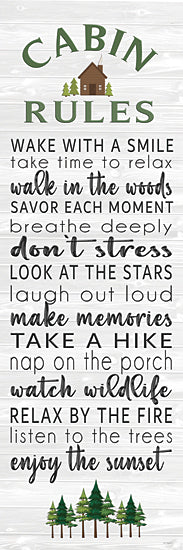 Catch A Star Fine Art STAR274 - STAR274 - Cabin Rules   - 12x36 cabin rules, decorative sign, rustic decor, family retreat, nature inspiration, text wall art, woodland theme from Penny Lane