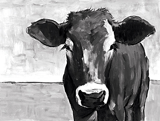 White Ladder WL142 - WL142 - Away from the Herd   - 16x12 black and white cow painting, farm animal art, rustic country charm, bold brush strokes, stylized animal portrait from Penny Lane
