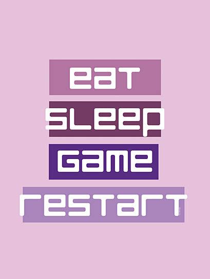 Yass Naffas Designs YND397 - YND397 - Eat Sleep Restart - 12x16 Eat Sleep Game Restart, gaming lifestyle, gamer slogan, colorful text, typography art, video games culture, motivational gamer quote from Penny Lane
