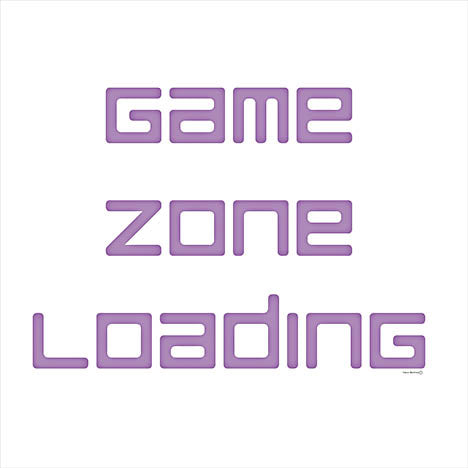Yass Naffas Designs YND401 - YND401 - Game Zone - Loading - 12x12 Game Zone Loading text, purple futuristic font, white background, gamer interface theme, digital countdown vibe, minimal aesthetic from Penny Lane