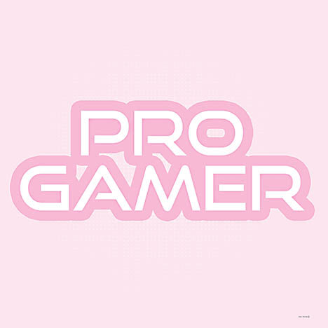Yass Naffas Designs YND411 - YND411 - Pro Gamer - 12x12 Pro gamer, light pink background, bold gamer text, sleek typography, gamer lifestyle, video game enthusiast, minimalist game design from Penny Lane