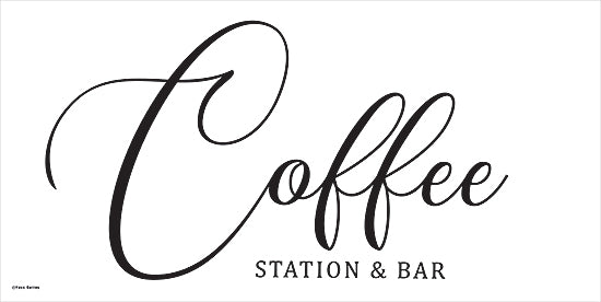 Yass Naffas Designs YND489 - YND489 - Coffee Station & Bar - 18x9 coffee station sign, black script typography, minimalist wall art, white background, elegant café decor from Penny Lane