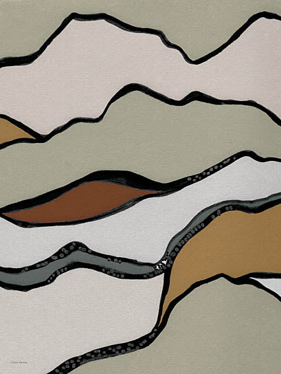 Yass Naffas Designs YND524 - YND524 - Flowing - 12x16 abstract landscape, stylized hills, earthy tones, green brown white palette, graphic terrain, layered earth, natural abstraction, modern landscape, nature inspired art from Penny Lane