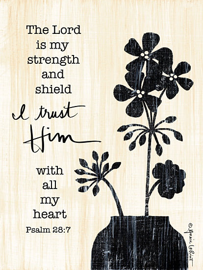 Annie LaPoint ALP2184 - ALP2184 - The Lord - 12x16 Religious, The Lord is My Strength and Shield, Bible Verse, Psalms, Flowers, Stencil, Typography, Signs from Penny Lane