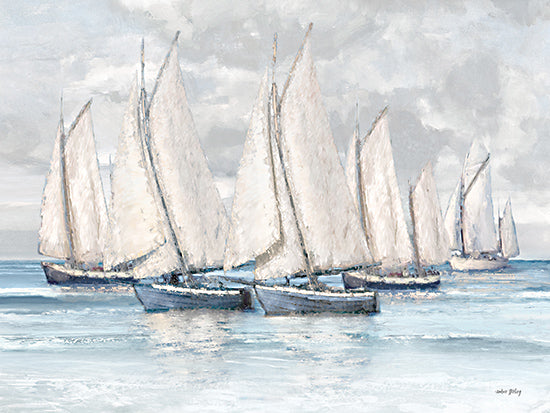 Amber Sterling AS217 - AS217 - Sail Away - 16x12 Coastal, Boats, Sailboats, Landscape, Ocean, Waves, Clouds, Blue, White, Sail Away from Penny Lane