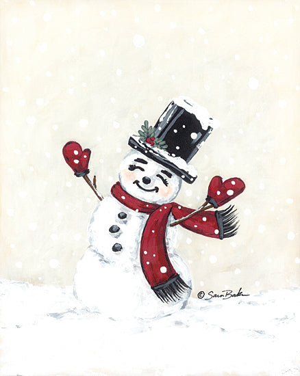 Sara Baker BAKE279 - BAKE279 - Jolly Red Snowman - 12x16 Snowman, Winter, Whimsical, Top Hat, Red, Cream from Penny Lane