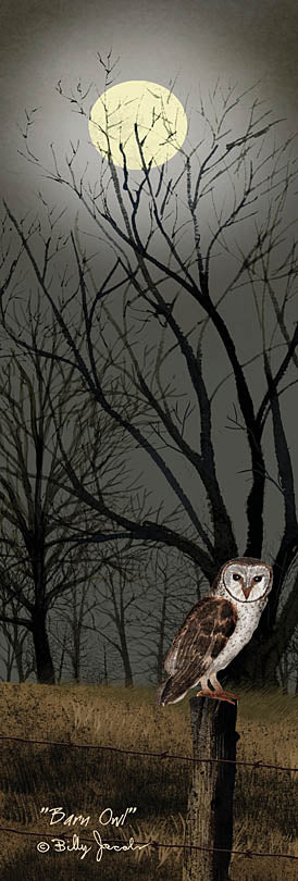 Billy Jacobs BJ1073B - BJ1073B - Barn Owl - 12x36 Barn Owl, Owl, Night, Moon, Tree, Fence, Farm from Penny Lane