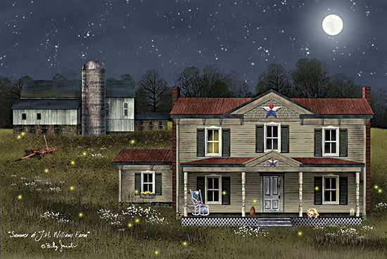 Billy Jacobs BJ1280 - BJ1280 - Summer at J.H. Williams Farm - 18x12 Folk Art, Patriotic, Farm, Homestead, House, Barn Star, Front Porch, Summer, Evening, Moon from Penny Lane