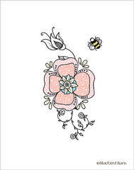 BLUE200 - Whimsical Sweet Flower with Bee - 12x16