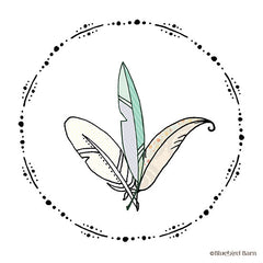 BLUE202 - Whimsical Boho Feathers Dotted Frame - 12x12