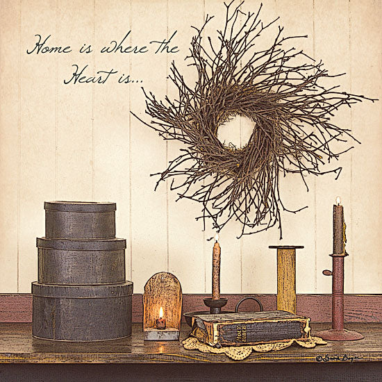 Susie Boyer BOY101 - Home Is... - Home, Boxes, Candle, Holy Bible, Grapevine Wreath from Penny Lane Publishing