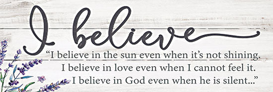 Susie Boyer BOY591 - BOY591 - I Believe - 18x6 I Believe, Belief in God, Lavender, Motivational, Signs from Penny Lane