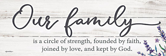 Susie Boyer BOY592A - BOY592A - Our Family - 36x12 Our Family, Founded by Faith, Religious, Typography, Lavender, Typography, Signs from Penny Lane