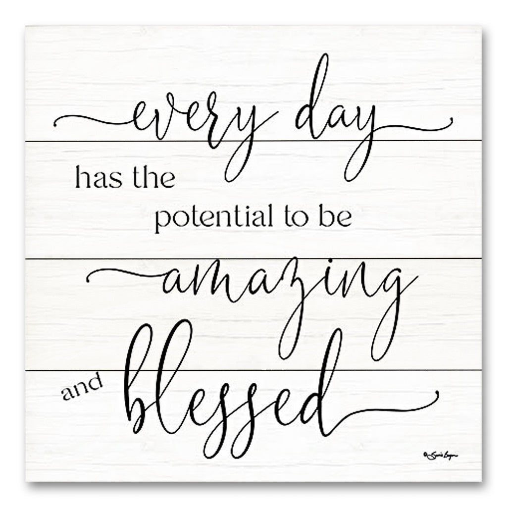 Susie Boyer BOY720PAL - BOY720PAL - Amazing and Blessed - 12x12 Inspirational, Amazing and Blessed, Typography, Signs, Textual Art, Black & White from Penny Lane
