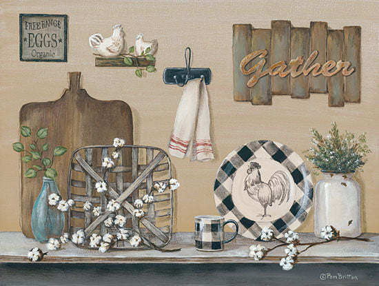 Pam Britton BR464 - Farmhouse Kitchen - 16x12 Gather, Cotton, Baskets, Rustic, Kitchen, Farmhouse from Penny Lane