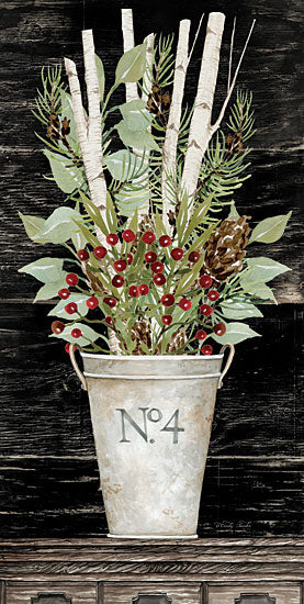 Cindy Jacobs CIN1919 - CIN1919 - No. 4 Christmas - 9x18 Holidays, Greenery, Berries, Metal Pail, Birch Branches, Still Life from Penny Lane
