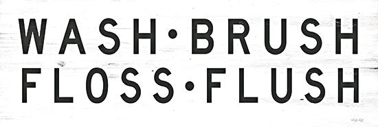 Cindy Jacobs CIN3613 - CIN3613 - Wash-Brush-Floss-Flush - 18x6 Bath, Bathroom, Typography, Signs, Wash, Brush, Floss, Flush, Black & White from Penny Lane