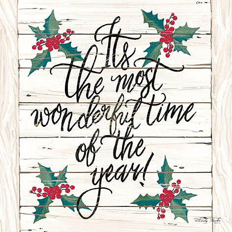 Cindy Jacobs CIN637 - Most Wonderful Time - Holiday, Holly, Berries, Wood Planks, Signs from Penny Lane Publishing