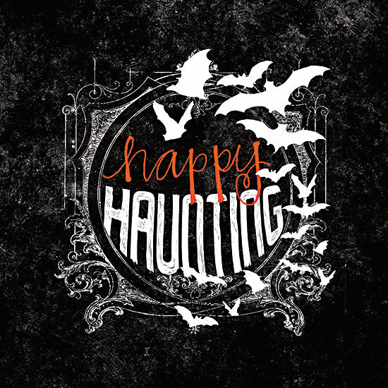 Dogwood Portfolio DOG216 - DOG216 - Happy Haunting II - 12x12 Halloween, Typography, Signs, Happy Haunting, Gothic, Bats, Black & White, Fall from Penny Lane