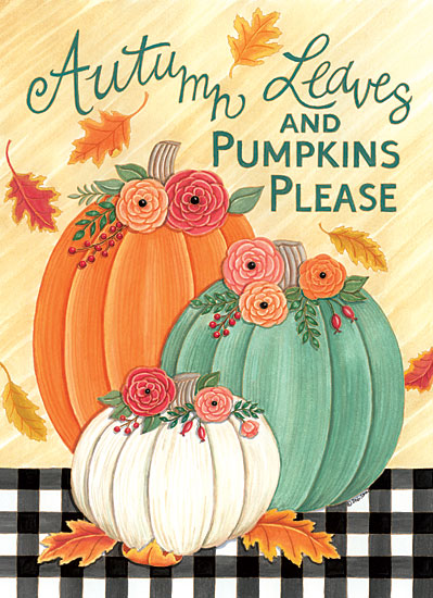 Deb Strain DS1978 - DS1978 - Autumn Leaves - 12x16 Autumn Leaves, Pumpkins, Autumn, Flowers, Black & White Plaid, Leaves, Signs from Penny Lane