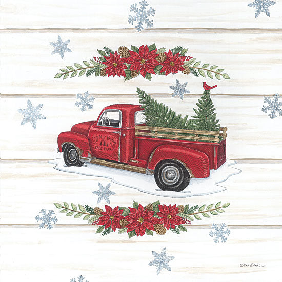 Deb Strain DS2005 - DS2005 - Holly Berry Tree Farms Truck - 12x12 Christmas Tree Farm, Truck, Red Truck, Christmas Trees, Poinsettias, Christmas Flowers, Snowflakes, Holidays, Christmas from Penny Lane