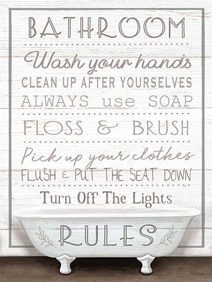 Elizabeth Tyndall ET143 - ET143 - Bathroom Rules - Bathtub - 12x16 Bath, Bathroom, Bathroom Rules, Rules, Typography, Signs, Textual Art, Bathtub, Wood Planks, Cottage/Country from Penny Lane