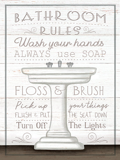 Elizabeth Tyndall ET144 - ET144 - Bathroom Rules - Sink - 12x16 Bath, Bathroom, Bathroom Rules, Rules, Typography, Signs, Textual Art, Sink, Wood Planks, Cottage/Country from Penny Lane