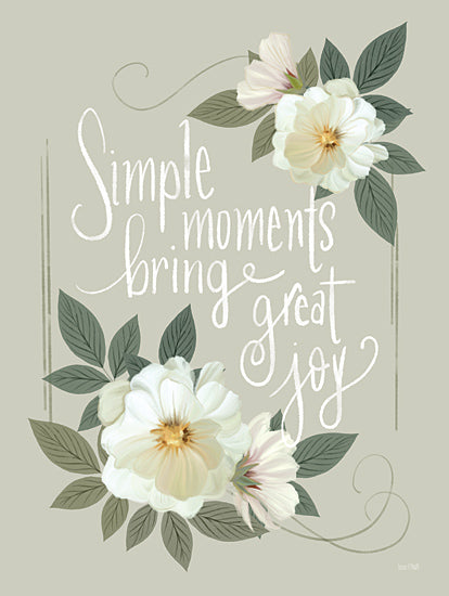 House Fenway FEN1043 - FEN1043 - Simple Moments - 12x16 Inspirational, Simple Moments Bring Great Joy, Typography, Signs, Textual Art, Flowers, White Flowers from Penny Lane