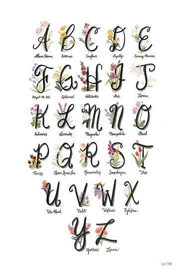 House Fenway FEN333 - FEN333 - Flower Alphabet in White - 12x18 Alphabet, Flowers, Types of Flowers, Signs from Penny Lane