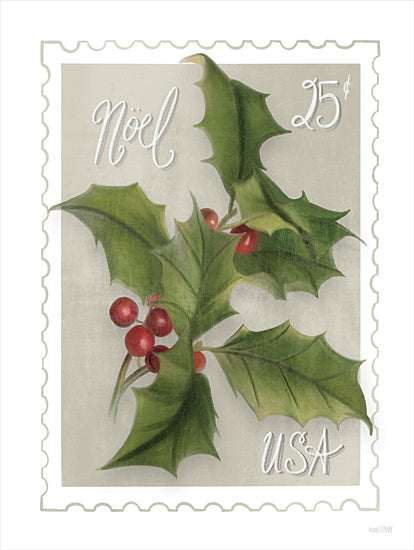 House Fenway FEN345 - FEN345 - Christmas Stam Noel   - 12x16 Christmas Stamp, Noel, Holly and Berries, Christmas, Holidays, Vintage from Penny Lane