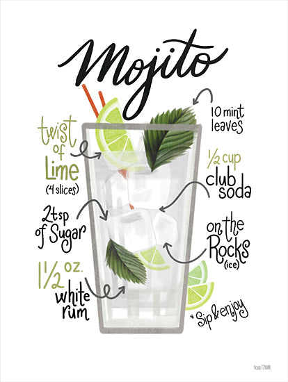 House Fenway FEN383 - FEN383 - Mojito - 12x16 Mojito, Cocktails, Recipes, Drinks, Signs from Penny Lane