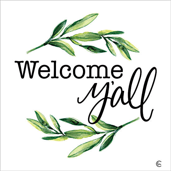 Fearfully Made Creations FMC270 - FMC270 - Welcome Y'all - 12x12 Welcome Y'all, Welcome, Southern Welcome, Y'all, Leaves, Greenery, Signs, Greeting from Penny Lane