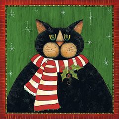 HILL672 - Red Striped Scarf Cat - 12x12