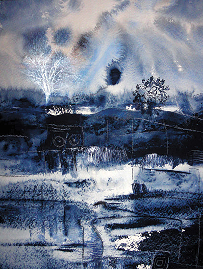 JG Studios JGS378 - JGS378 - Watercolor Landscape   - 12x16 Landscape, Blue & White, Watercolor from Penny Lane