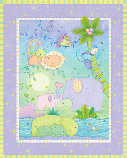 JG Studios JGS384 - JGS384 - Animal Babies I - 12x16 Babies, Animal Babies, Pastel Colors, Jungle, Elephants, Monkeys, Hippos, Lions, Mothers and Babies from Penny Lane