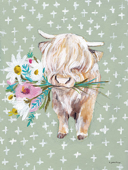 Jessica Mingo JM392 - JM392 - Nancy - 12x12 Cow, Highland, Flowers, Bouquet, Whimsical, Patterns from Penny Lane