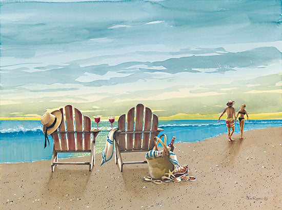 John Rossini JR372 - JR372 - A Walk Along the Beach - 16x12 A Walk Along the Beach, Couple, Adirondack Chairs, Beach, Ocean, Sand from Penny Lane