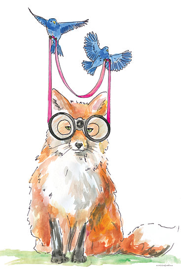 Kamdon Kreations KAM514 - KAM514 - Bird's Eye View - 12x18 Whimsical, Fox, Birds, Binoculars, Bird's Eye View, Abstract from Penny Lane