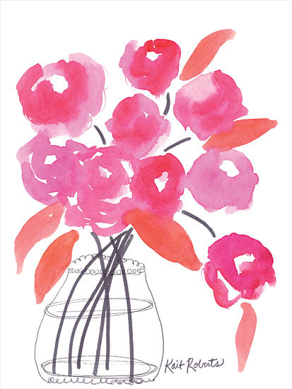Kait Roberts KR743 - KR743 - Granny's Vase - 12x16 Flowers, Pink Flowers, Abstract, Bouquet, Vase, Blooms, Botanical from Penny Lane