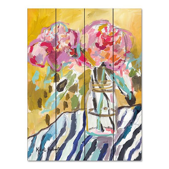 Kait Roberts KR835PAL - KR835PAL - Never Stop Making Wishes - 12x16 Abstract, Flowers, Glass Jar, Pink Flowers, Contemporary from Penny Lane