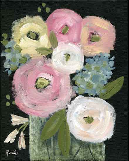 Kate Sherrill KS159 - KS159 - Colorful Blooms - 12x16 Abstract, Flowers, Pink Flowers, Glass Vase, Bouquet from Penny Lane