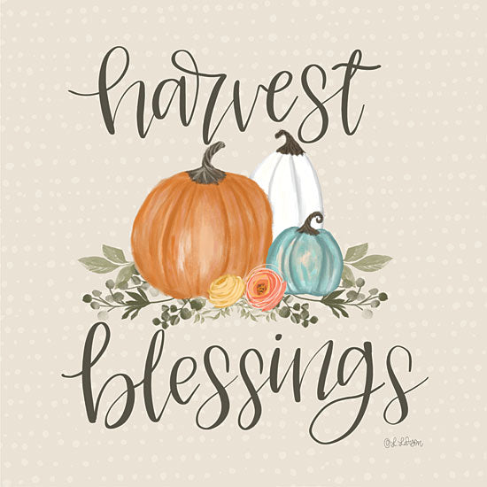 Lisa Larson LAR502 - LAR502 - Harvest Blessings - 12x12 Harvest Blessings, Pumpkins, Fall, Autumn, Harvest, Thanksgiving, Typography, Signs from Penny Lane