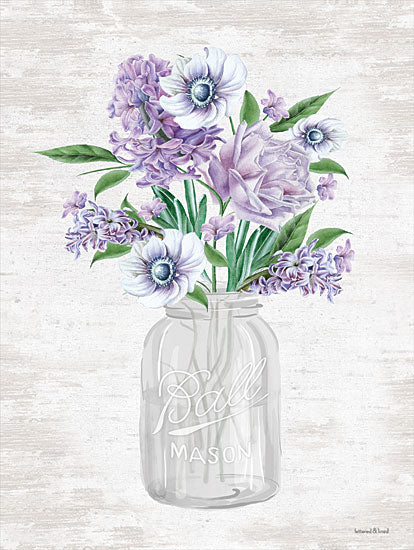 lettered & lined LET101 - LET101 - Floral Bouquet 2 - 12x16 Flowers, Purple Flowers, Ball Jar, Mason Jar, Bouquet, Botanical, Country from Penny Lane