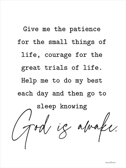 lettered & lined LET228 - LET228 - God is Awake - 12x16 Give Me the Patience for the Small Things of Life, Religious, Typography, Signs from Penny Lane