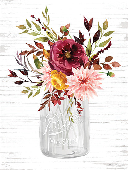 lettered & lined LET268 - LET268 - Autumn Floral II - 12x16 Autumn Floral, Bouquet, Flowers, Autumn, Glass Jar, Ball Jar, Country, Fall Flowers, Wood Background from Penny Lane