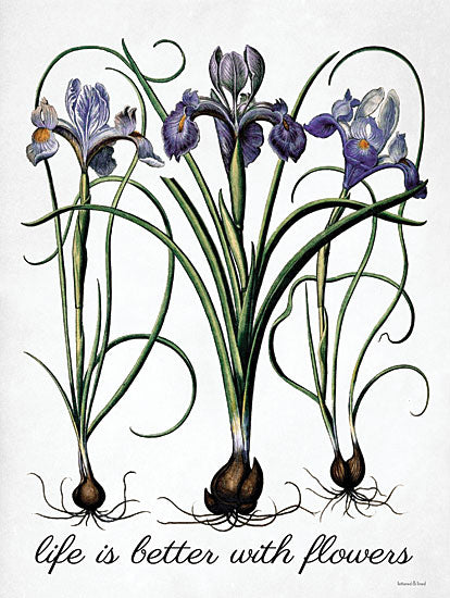 lettered & lined LET545 - LET545 - Life is Better with Flowers - 12x16 Life is Better with Flowers, Iris, Purple Flowers, Typography, Signs from Penny Lane