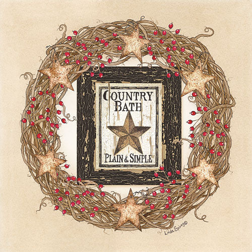 Linda Spivey LS1627 - Country Bath Wreath - Country, Wreath, Bath, Berries, Barnstar from Penny Lane Publishing