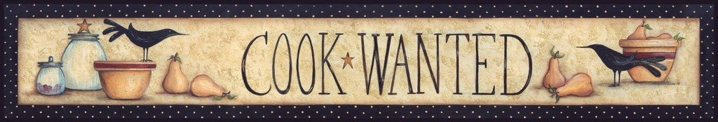 Mary Ann June MARY163 - MARY163 - Cook Wanted - 36x6 Cook Wanted, Kitchen, Signs, Typography, Crows, Bowls, Primitive, Vintage, Polka Dots, Border from Penny Lane